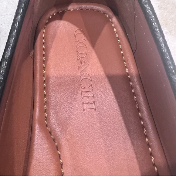 COACH NWOT Greenwich Slip-on Flat Loafer Black Pebble Leather Bow Tassel, Size 9 - Picture 5 of 9